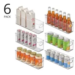 mDesign Plastic Kitchen Pantry Storage Organizer Bin with Handles, 6 Pack, Clear, USA Made