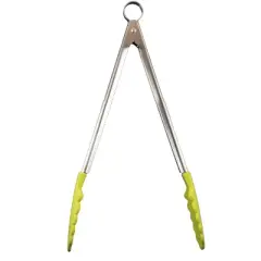Cuisipro 12 Inch Stainless Steel Silicone Locking Tongs, Apple Green