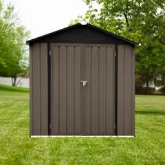 Durable 4x6FT Metal Outdoor Storage Shed with Apex Roof for Tools, Garden Supplies, or DIY Workshop Use - Coolbibila