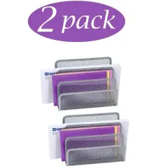 YBM Home 3-Slot Mesh Desk Mail Organizer for Office, Pack of 2