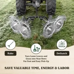 Yard Tuff Acreage Rake, 4 Tine Reel Steel Tow Behind Outdoor Landscaping Lawn & Garden Tool, 48 Inch