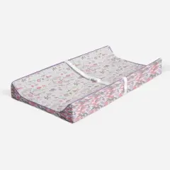 Bacati - Jungle Safari Lilac/Coral Muslin Quilted Changing Pad Cover