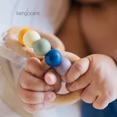 Kanga Care Silicone & Wood Bubble Teething Ring :: Rainbow Multicolored