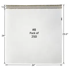 UOFFICE Pack of 250 Poly Mailers Bags 24"x24" - #8 Envelopes with Self-Sealing Closure