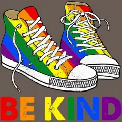 Design By Humans Be Kind Sneakers LGBTQIA PrideBy Legato Tendo Racerback Tank Top