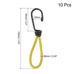 Unique Bargains Outdoor Camping Canopy Awning Cover Tent Elastic Cords with Hook 6" 10 Pcs