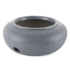 HC Companies Versatile 21 Inch Round Natural Decorative Plastic Outdoor Garden Hose Storage Pot with Side Hole, Granite (3 Pack)