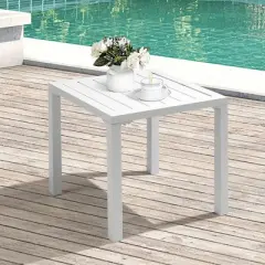 Outdoor Aluminum Square Side Table - White - Crestlive Products