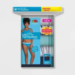 Fruit of the Loom Women's 10pk Cotton Low-Rise Hipster - Colors May Vary