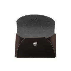 JAM Paper Italian Leather Business Card Holder Case with Round Flap Dark Brown 2233317454