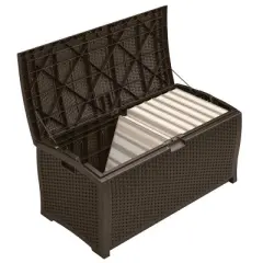 Deck Box Resin Wicker 99 Gallon - Brown - Suncast