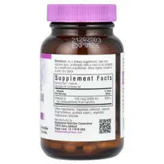 Bluebonnet Nutrition Vitamin D3, 125 mcg (5,000 IU), 60 Vegetable Capsules