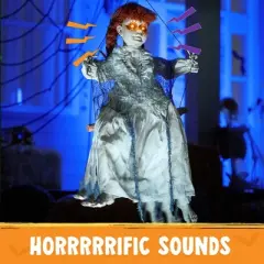 Joyfy 31" Halloween Hanging Swinging Doll Ghost, Doll with Scary Expressions for Halloween Outdoor Decoration, Haunted House Prop, Party Decor