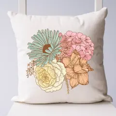 City Creek Prints Colorful Flower Bouquet Canvas Tote Bag - 15x16 - Natural