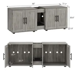 Double Litter Box Enclosure, Enclosure for 2 Litter Boxes, Modern Furniture for 2 Cats, Hidden Enclosure Furniture