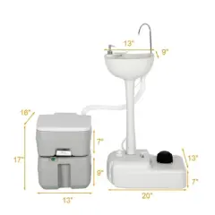 Costway Outdoor Wash Sink and Potable Toilet Set 4.5 Gallon Sink & 5.3 Gallon Toilet