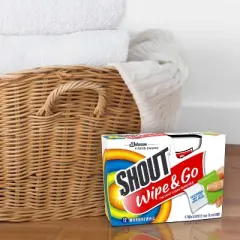 Shout Wipe & Go Travel Wipes for Fabric Instant Stain Remover - 4ct