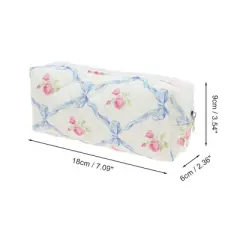 Unique Bargains Portable Bow Floral Makeup Bag 1 Pc