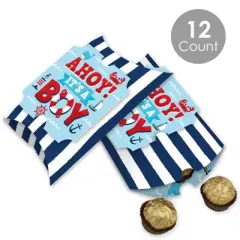 Big Dot of Happiness Ahoy It&rsquo;s a Boy - Favor Gift Boxes - Nautical Baby Shower Large Pillow Boxes - Set of 12