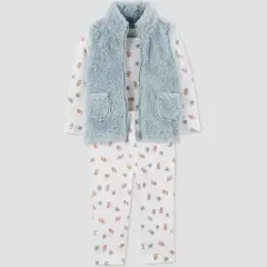 Carter's Just One You&reg;️ Baby Girls' Floral Sherpa Vest & Bottom Set - Blue