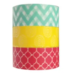 Wrapables Marrakech Trellis, Chevron & Circling Washi Tape, Set of 3