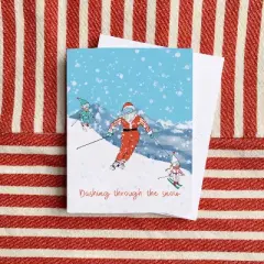 Ski Santa Winter/Holiday/Christmas Greeting Card Pack Sets (3 ct) by Ramus & Co