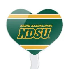 North Dakota State NDSU Stripes Heart Love Cupcake Picks Toppers Decoration Set of 6