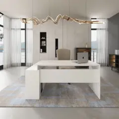 FUFU&GAGA L-Shape Corner Gaming Desk Computer PC Table Shelf Drawer