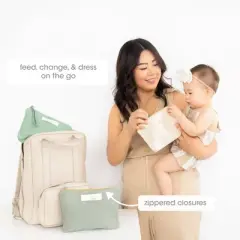 Pearhead Recycled Cotton Canvas Pouch Set - Feed Me - Change Me - Dress Me - 3pc