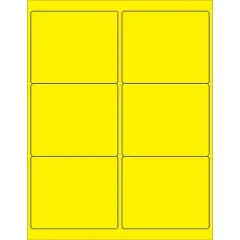 Box Partners Rectangle Laser Labels 4" x 3 1/3" Fluorescent Yellow 600/Case LL180YE