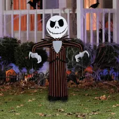 Disney Jack Skellington Small Inflatable Halloween Decoration - Black and Orange Pinstripe Outfit