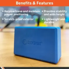 BodySport High Density Supportive Foam Yoga Block for Yoga and Pilates, 3-Inch x 6-Inch x 9-Inch, Purple