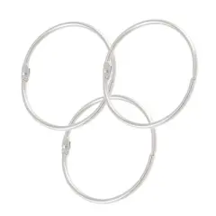 Unique Bargains Metal Loose Leaf Bundle Book Rings Keyrings 2.6" Outer Dia Silver Tone 3 Pcs
