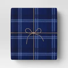 30&rdquo; 25 sq ft Christmas Roll Wrap Blue Plaid - Wondershop&trade;