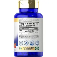 Carlyle Vitamin B12 Supplement 2500 mcg | with Folic Acid | 250 Fast Dissolve Tablets | Natural Berry Flavor