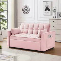 NicBex Modern Velvet Loveseat Futon Sofa Couch with Pullout Bed and Reclining Backrest for Living Room,Apartment,Office
