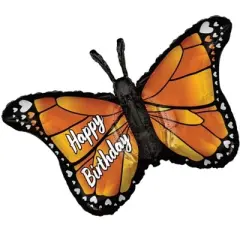 LoonBalloon 36 Inch Monarch Butterfly Birthday Balloon with 4 latex balloons- Festive & Unique