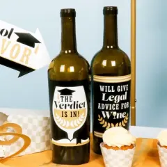 Big Dot of Happiness Law School Grad - Future Lawyer Graduation Party Decorations for Women and Men - Wine Bottle Label Stickers - Set of 4
