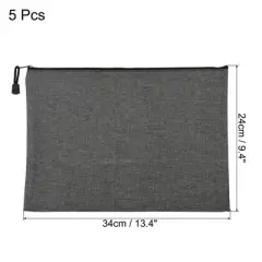 Unique Bargains Canvas Zipper DIY Office Craft Supply Pencil File Bag 5 Pcs