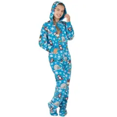 Footed Pajamas - Winter Wonderland Kids Hoodie Fleece Onesie
