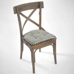 Gripper Non-Slip 15" x 16" Gingham Tufted Chair Cushions Set of 2
