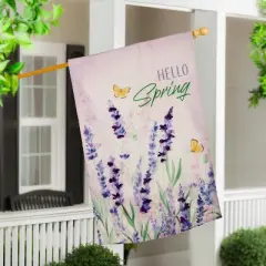 Lavender Fields Burlap House Flag