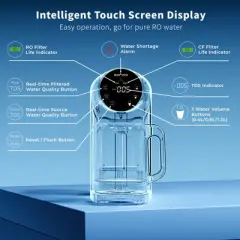 Ecoviva 200G Countertop Reverse Osmosis Water Filtration System with 5 Stage Filtration 3:1 Pure to Drain, TDS Monitor, Faster Delivery Flow