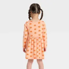 Toddler Girls' Long Sleeve Halloween Pumpkin Dress - Cat & Jack&trade; Orange