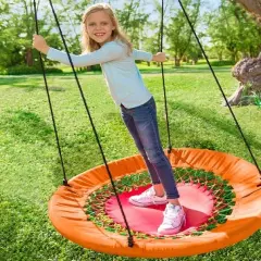 HearthSong 46-Inch Mega FunShine Round Bungee Swing With Soft Nylon Seat and Padded Steel Frame