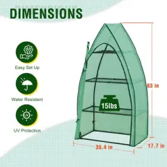 EAGLE PEAK Greenhouse,35.4"x17.7"x63.0", Clear/Green PE Cover