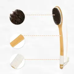 Unique Bargains Horsehair Dry Brushing Body Brush 18" 1 Pc