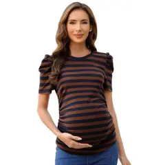 Women's Floral Print Tops Pregnancy Ruched Side Tunic Top