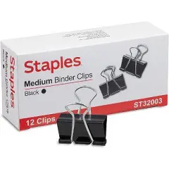 MyOfficeInnovations Medium Binder Clips Bulk PK Blk 1 1/4" Size with 5/8" Capacity 144/PK 395200