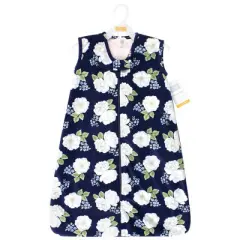 Hudson Baby Infant Girl Plush Faux Fur Sleeping Bag, Wearable Blanket, White Peonies